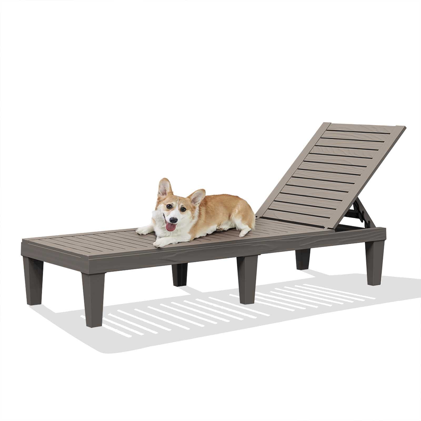 DIMAR GARDEN Beach Chairs Outdoor Chaise Lounge,Resin Pool Lounge Chair Waterproof Recliner,Mocha