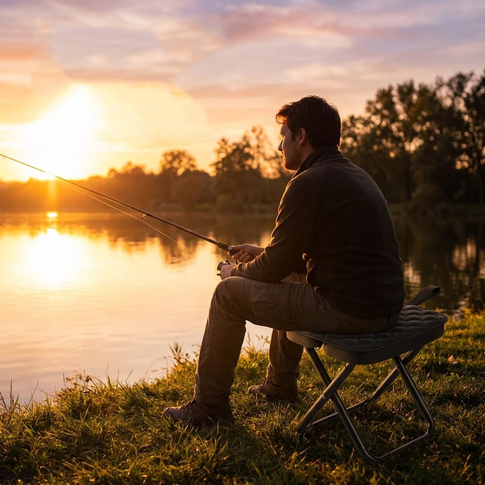 Foldable Backpack Stool Portable Folding Chair for Adults, Collapsible Camping Stool with Carry Strap & Storage Pouch, Heavy Duty Compact Travel Seat for Hiking Fishing Outdoor (Grey)