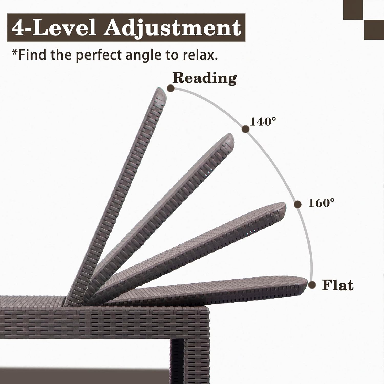 Outdoor Chaise Lounge Chair for Pool, Patio Bench Waterproof Sunbed,Mocha