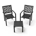 VINGLI 3-Piece Outdoor Bistro Set, Stackable Modern Metal Steel Table and Chairs with Rust-Resistant Coating, Small Patio Furniture Conversation Set for Porch, Deck, Balcony, Garden, Blue