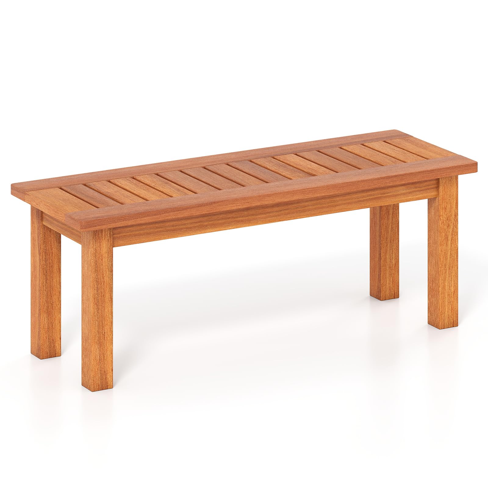 Tangkula Wooden Plant Stand, Outdoor Indoor Solid Wood Flower Pot Holder Display Shelf with Teak Oil Finish, Slatted Top, Rustic Plant Rack for Patio Garden Entryway Porch