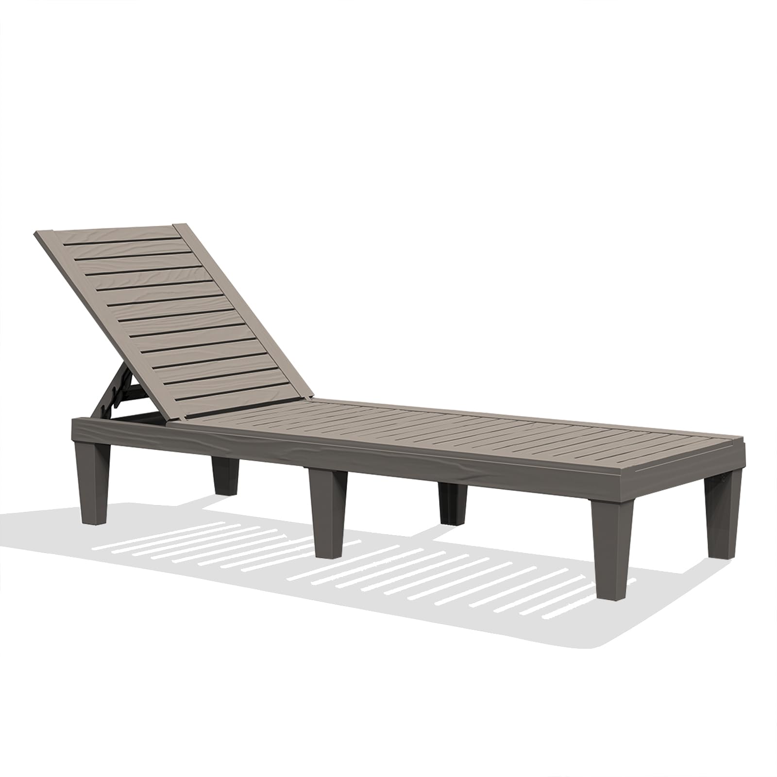 Outdoor Chaise Lounge Chair for Pool, Patio Bench Waterproof Sunbed,Mocha