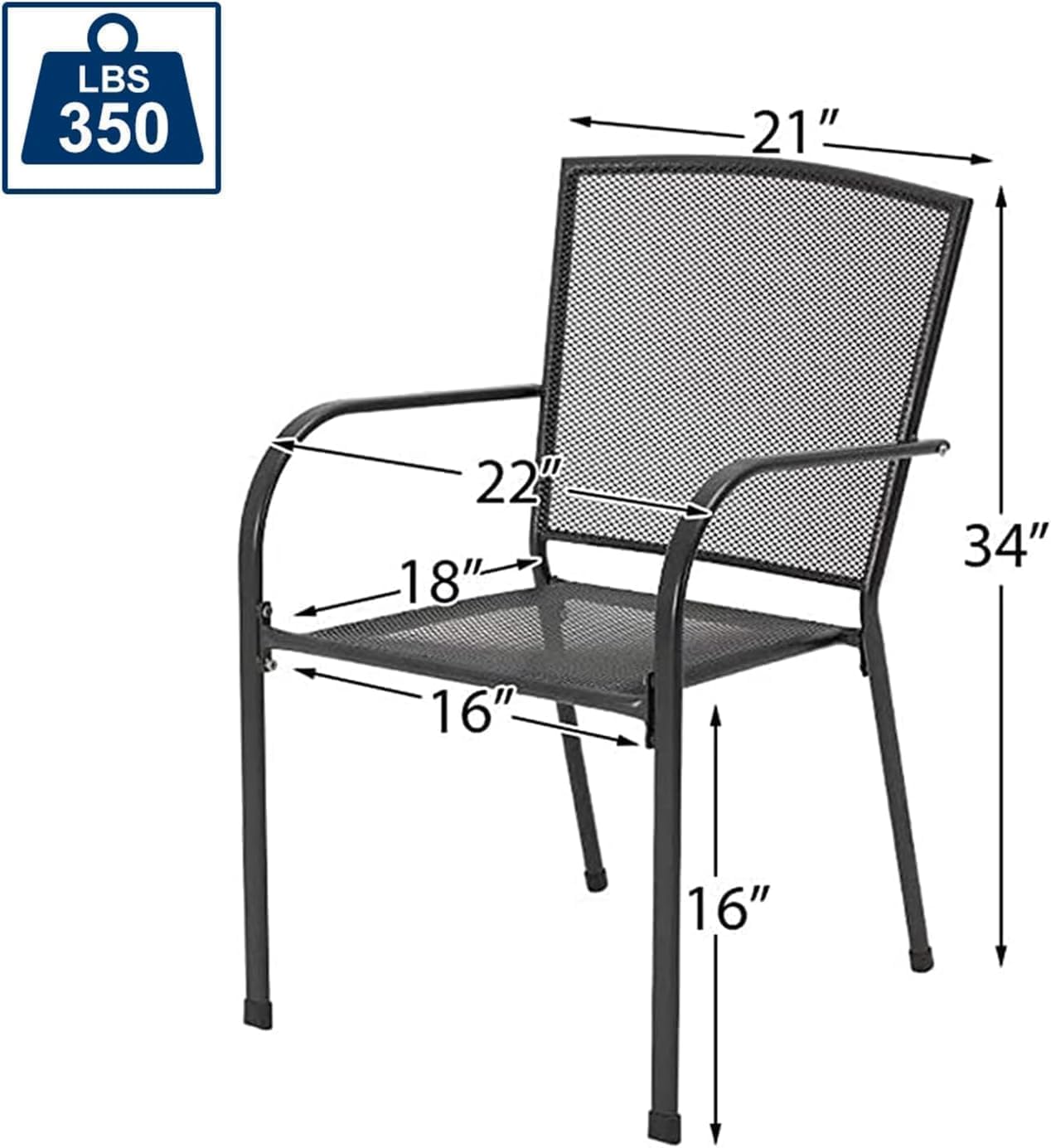 AECOJOY Outdoor Patio Chairs Set of 4, Metal Stackable Lawn Chairs with Armrests & Breathable Metal Mesh, 4 Pack Bistro Chairs for Outdoor Dining Set