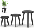 3-Pack Wood Plant Stands Indoor, Single Plant Stand for 6-12 Inch Pots, Mid-Century Modern Plant Stool, Tall Plant Stand for Large Plants Perfect Fit for Living Room, Balcony, Office