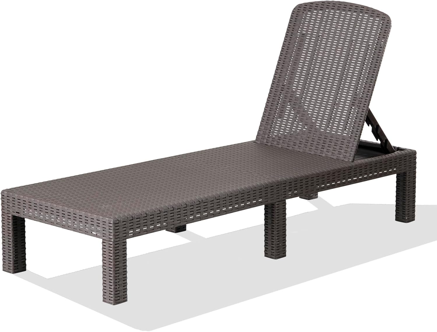 Outdoor Chaise Lounge Chair for Pool, Patio Bench Waterproof Sunbed,Mocha