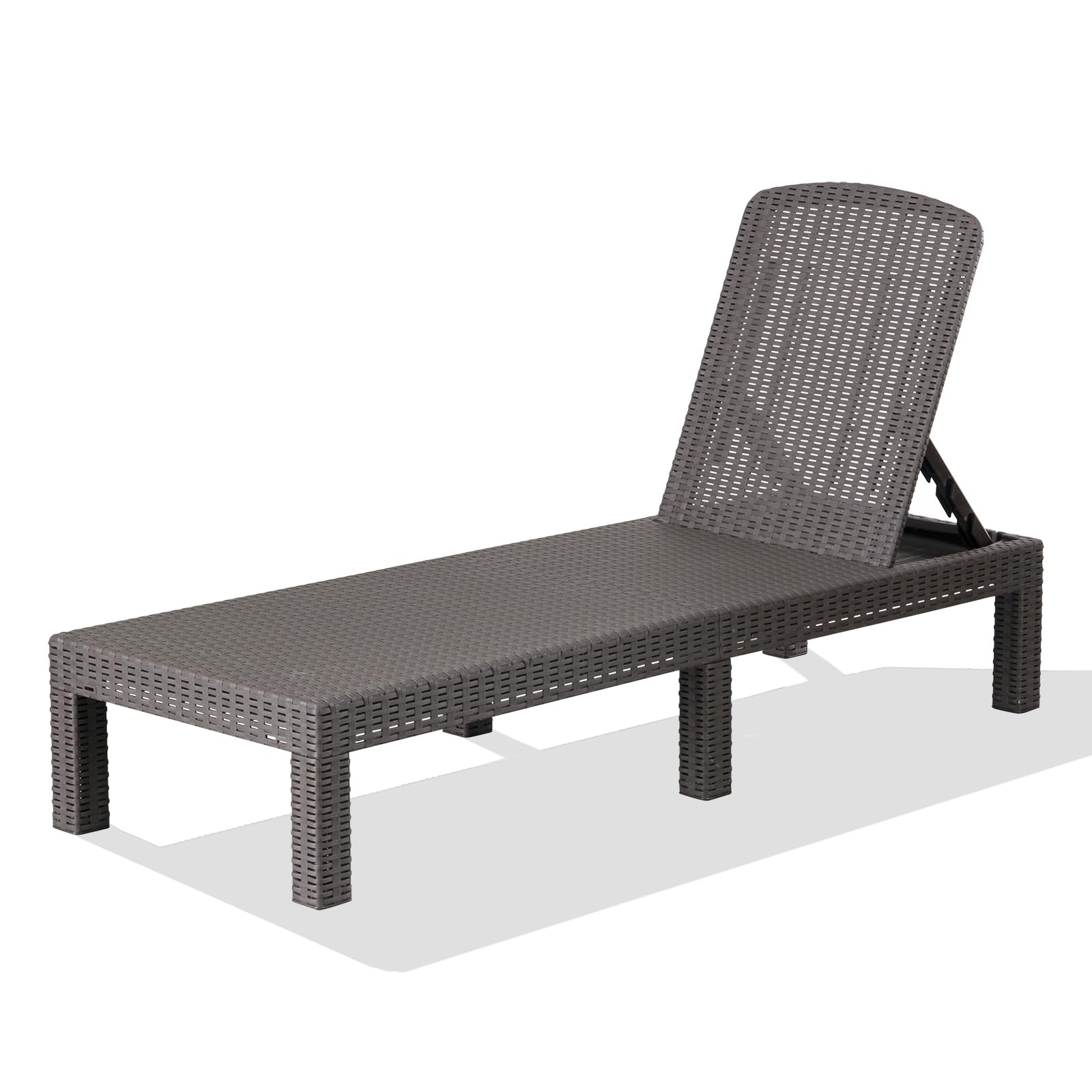 Outdoor Chaise Lounge Chair for Pool, Patio Bench Waterproof Sunbed,Mocha