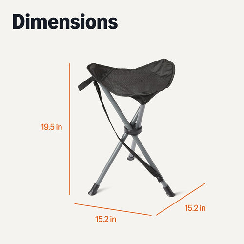 Amazon Basics Portable Camping Stool, Collapsible, Lightweight, for Hiking, Hunting, Fishing, Black