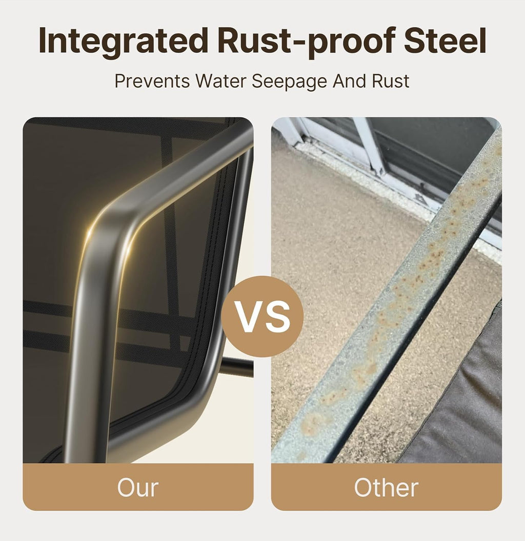 Gizoon Patio Chairs Set of 2, Patio Bistro Set 3PCS, Outdoor Patio Furniture Set with Rust-Resistant Metal Frame, 330LBS Capacity，for Balcony/Lawn/Patio/Pool, RCS Certified Recycled Material, Black