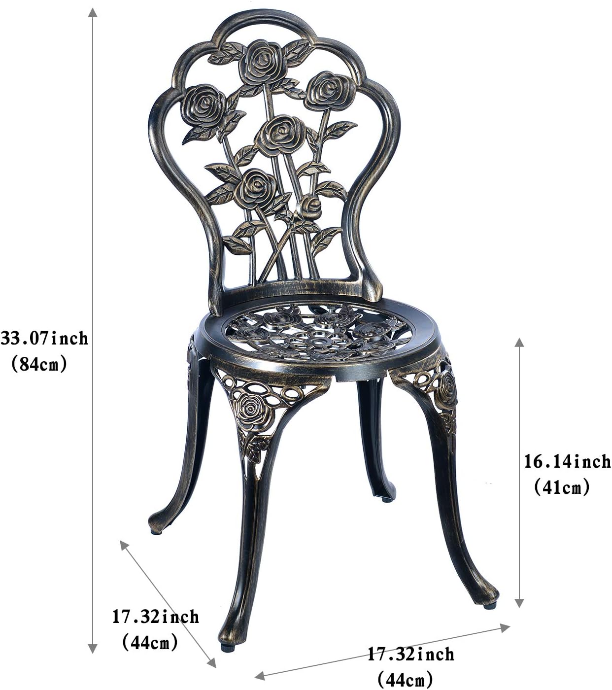 C/G 3 Piece Bistro Set, Outdoor Patio Table, Anti-Rust Cast Aluminum for Front Porch & Yard (Antique Copper)