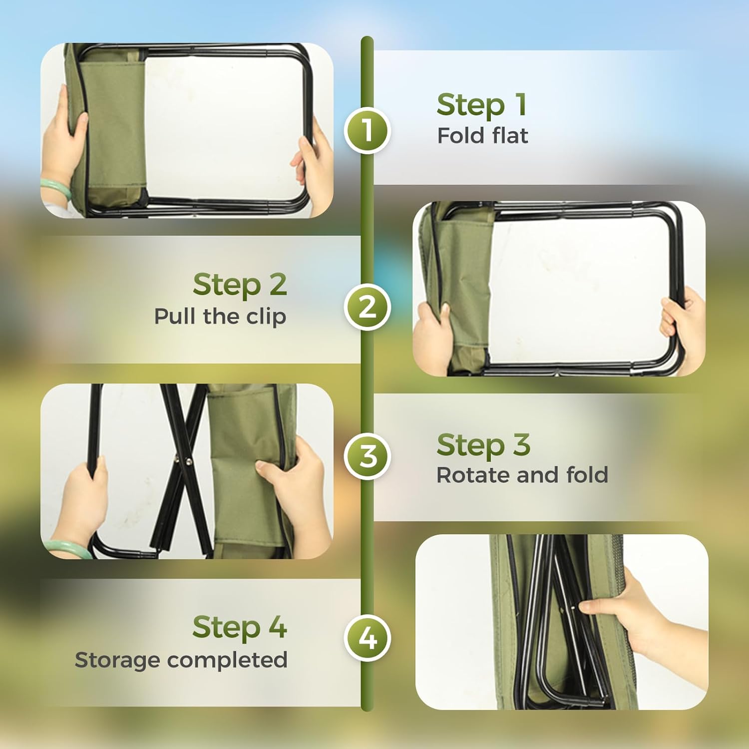 hoehew Portable Stool for Mountaineering and Hiking, 2025 New Lightweight Foldable Stool with Carrying Bag, Outdoor Footstool for Picnic Hiking Fishing (Black, Large)