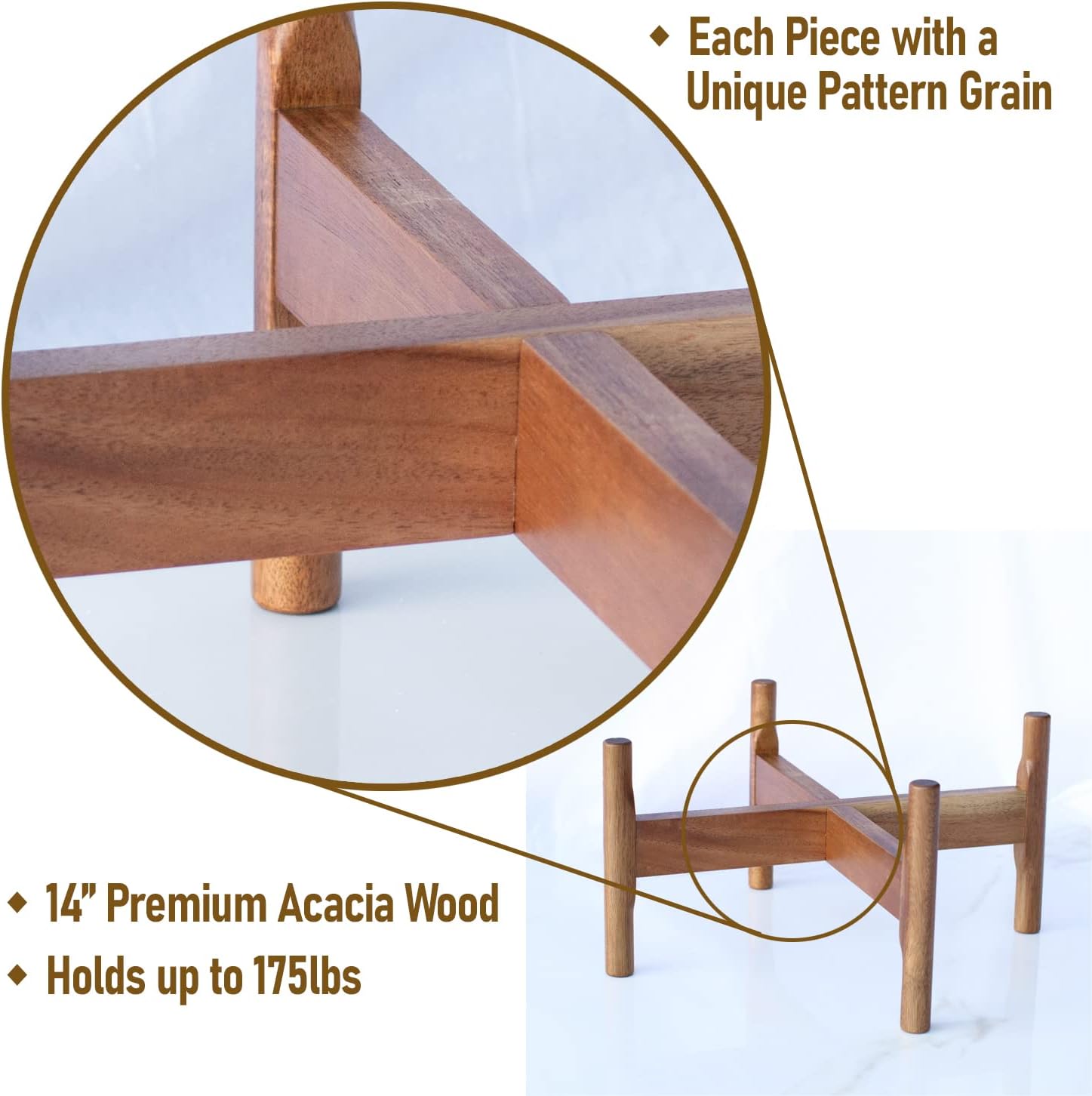 Macaw on Kapok Wood Plant Stand - Fits 8 10 12 to 14 inch Plant Pot - Acacia Solid Wood - Planter Stands for Indoor Plants - Outdoor Planter Large - Modern Plant Holder - Mid Century Plant Stand - Flower Pot Stand