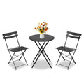 GarveeLife 3 Piece Patio Bistro Set, Folding Patio Bistro Table and Chairs Set of 2, Outdoor Patio Furniture Set, Metal Structure, No Assembly Need, for Balcony Yard Garden, Green