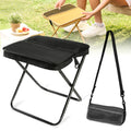 hoehew Portable Stool for Mountaineering and Hiking, 2025 New Lightweight Foldable Stool with Carrying Bag, Outdoor Footstool for Picnic Hiking Fishing (Black, Large)