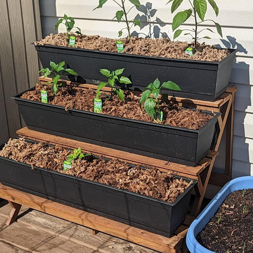 3 Tier Wood Plant Stand Indoor Outdoor, Ladder Large Multi Tiered Plant Holder, Wooden, Display Storage Shelf, 35.43"×23.62"×23.62", 3 Layered Step Plant Rack, Stair Plant Stand