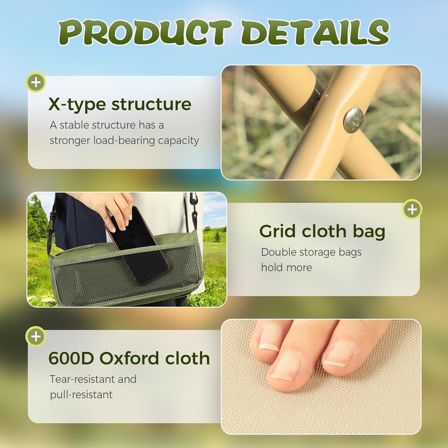 hoehew Portable Stool for Mountaineering and Hiking, 2025 New Lightweight Foldable Stool with Carrying Bag, Outdoor Footstool for Picnic Hiking Fishing (Black, Large)