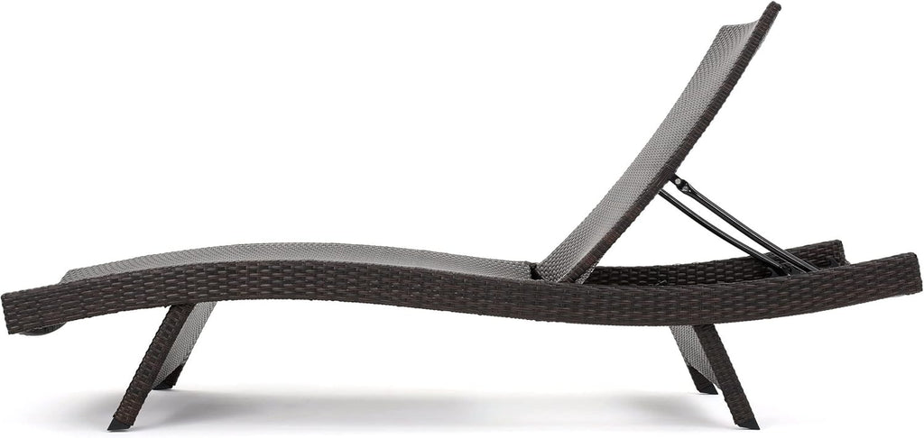 Christopher Knight Home Salem Outdoor Wicker Adjustable Chaise Lounge Chair, 2-Pcs Set, Multibrown