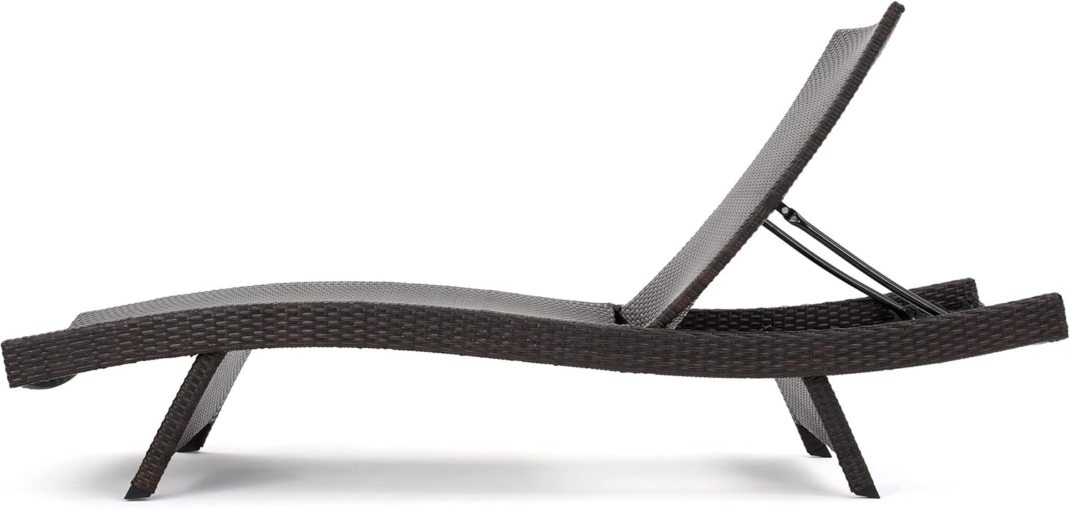 Christopher Knight Home Salem Outdoor Wicker Adjustable Chaise Lounge Chair, 2-Pcs Set, Multibrown