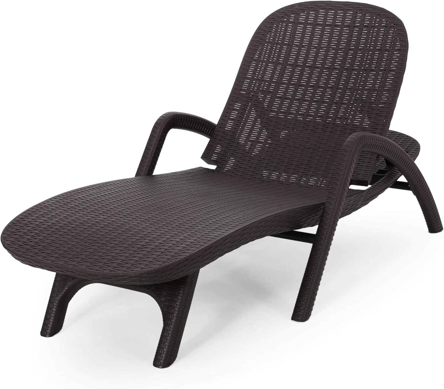 Christopher Knight Home Blanche Outdoor Faux Wicker Chaise Lounge, Dark Brown