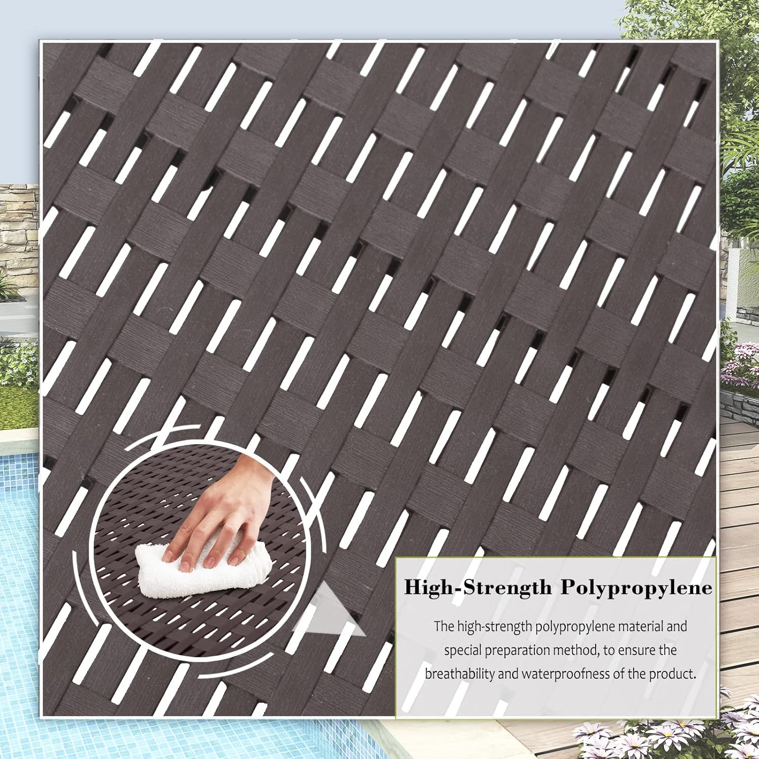 Outdoor Chaise Lounge Chair for Pool, Patio Bench Waterproof Sunbed,Mocha