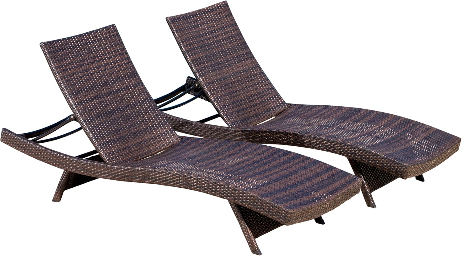 Christopher Knight Home Salem Outdoor Wicker Adjustable Chaise Lounge Chair, 2-Pcs Set, Multibrown