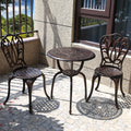 C/G 3 Piece Bistro Set, Outdoor Patio Table, Anti-Rust Cast Aluminum for Front Porch & Yard (Antique Copper)